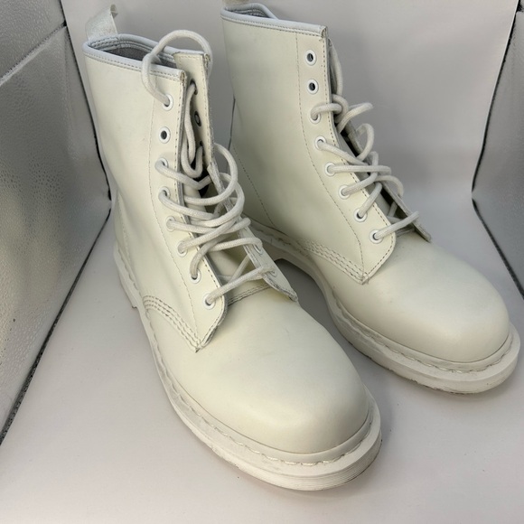 Dr. Martens 1460 Pascal Mono Smooth Leather Lace Up Boots- US:11M/12W, White, - Picture 9 of 16